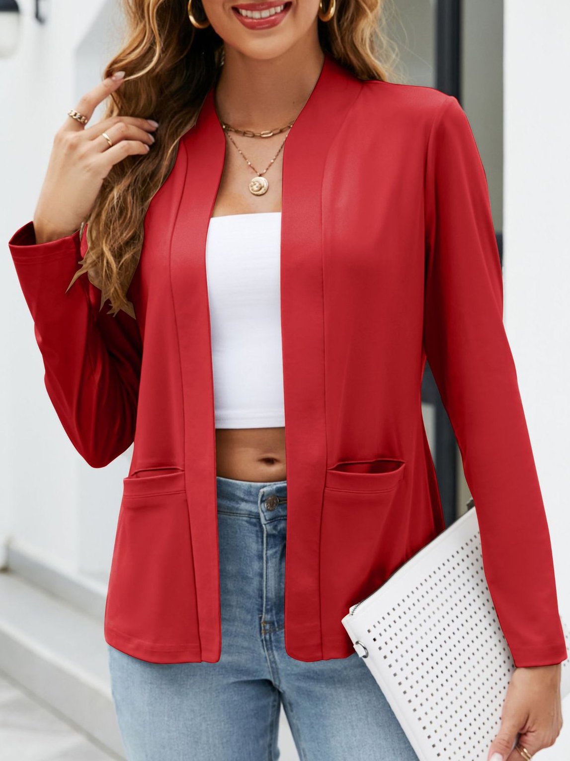 Weit Tasche Patchwork Lässig Jacke