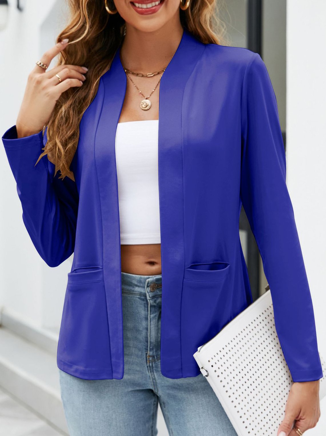 Weit Tasche Patchwork Lässig Jacke