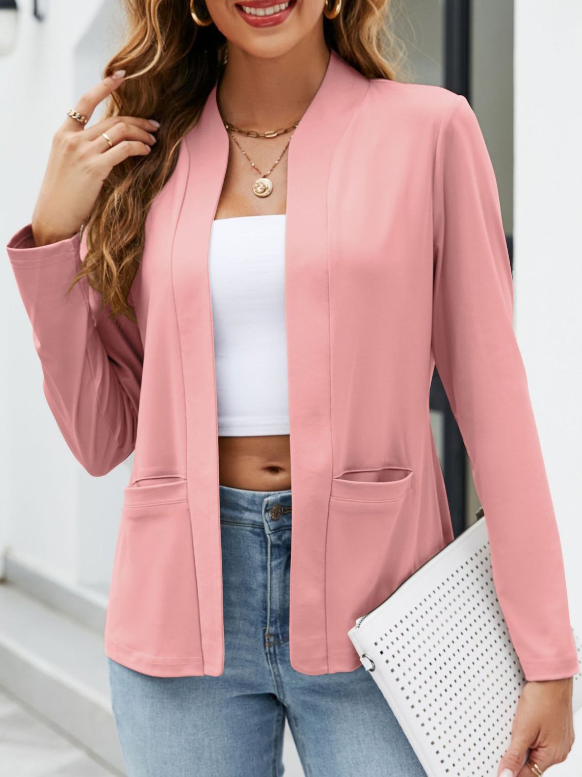 Weit Tasche Patchwork Lässig Jacke