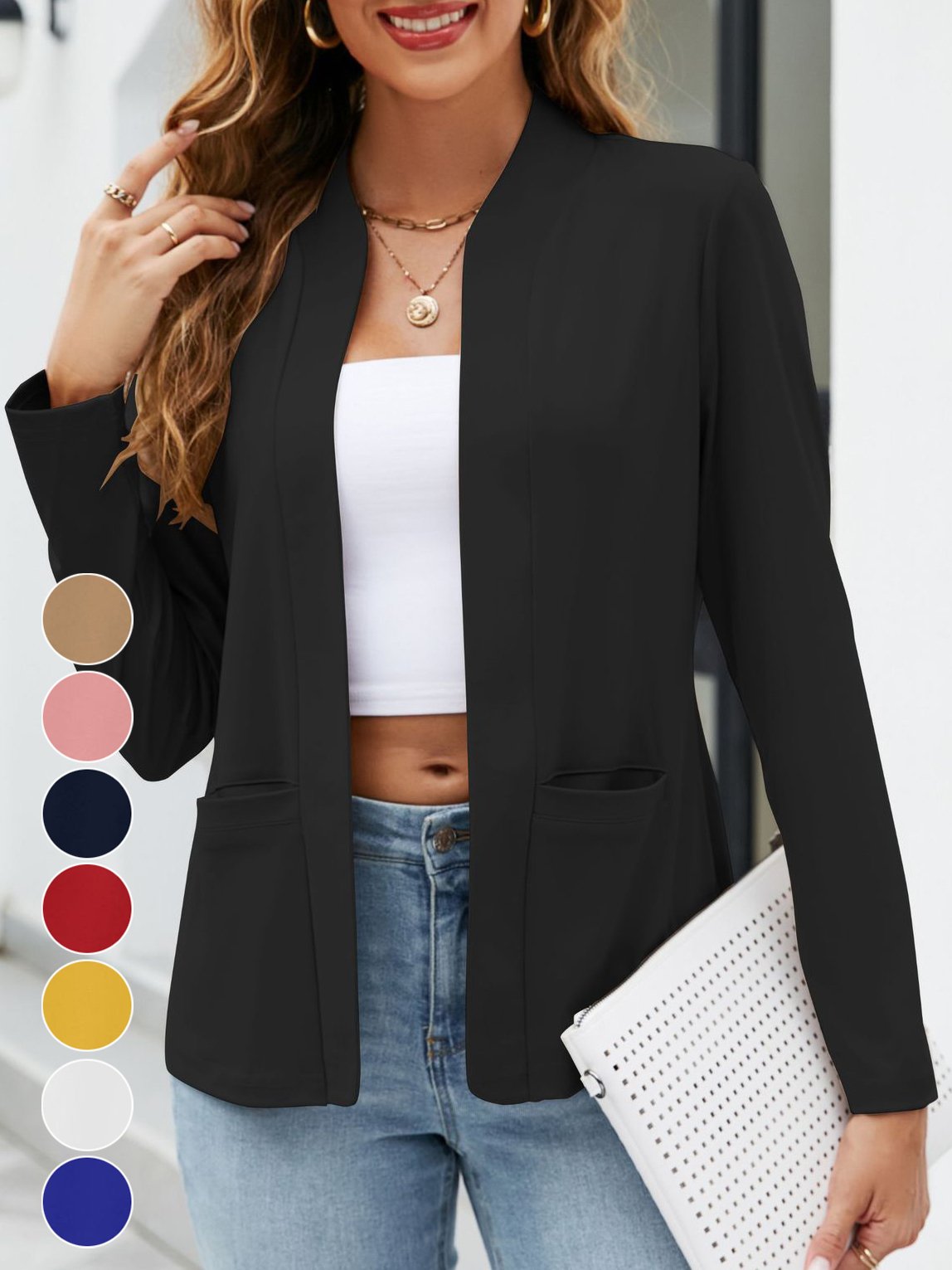 Weit Tasche Patchwork Lässig Jacke