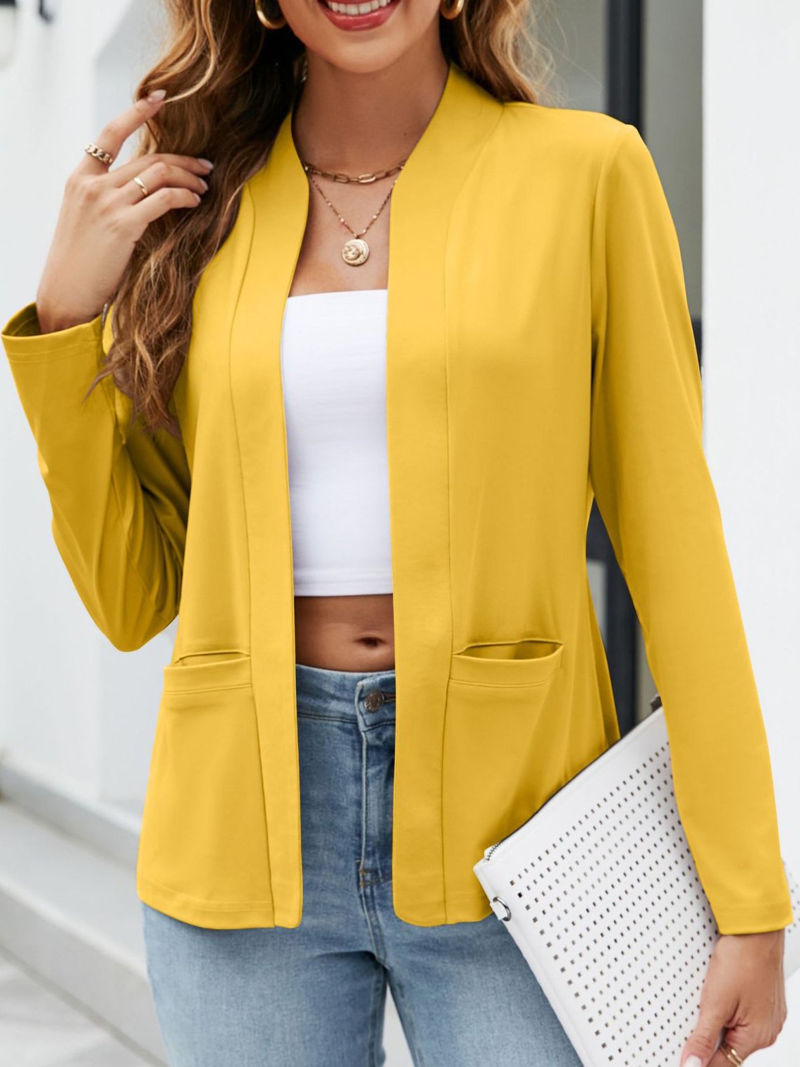 Weit Tasche Patchwork Lässig Jacke