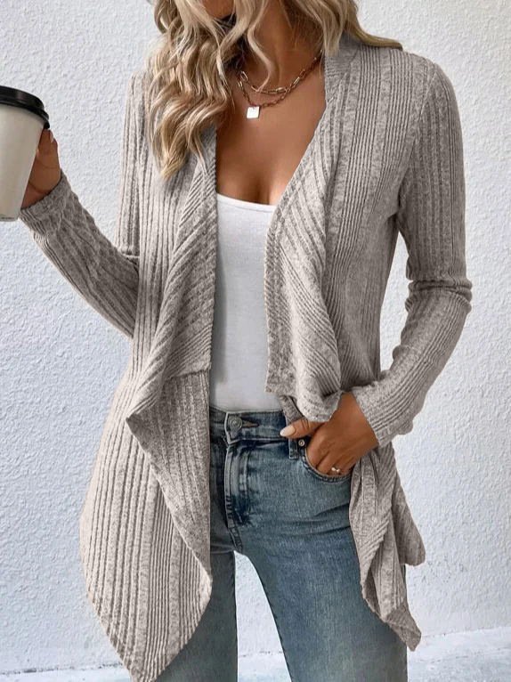 Schalkragen Weit Gestrickt Lässig Poncho