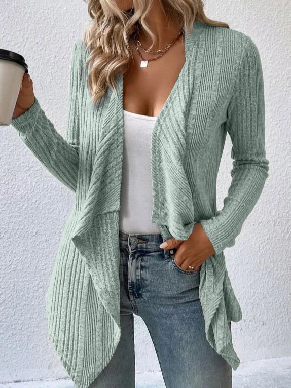Schalkragen Weit Gestrickt Lässig Poncho