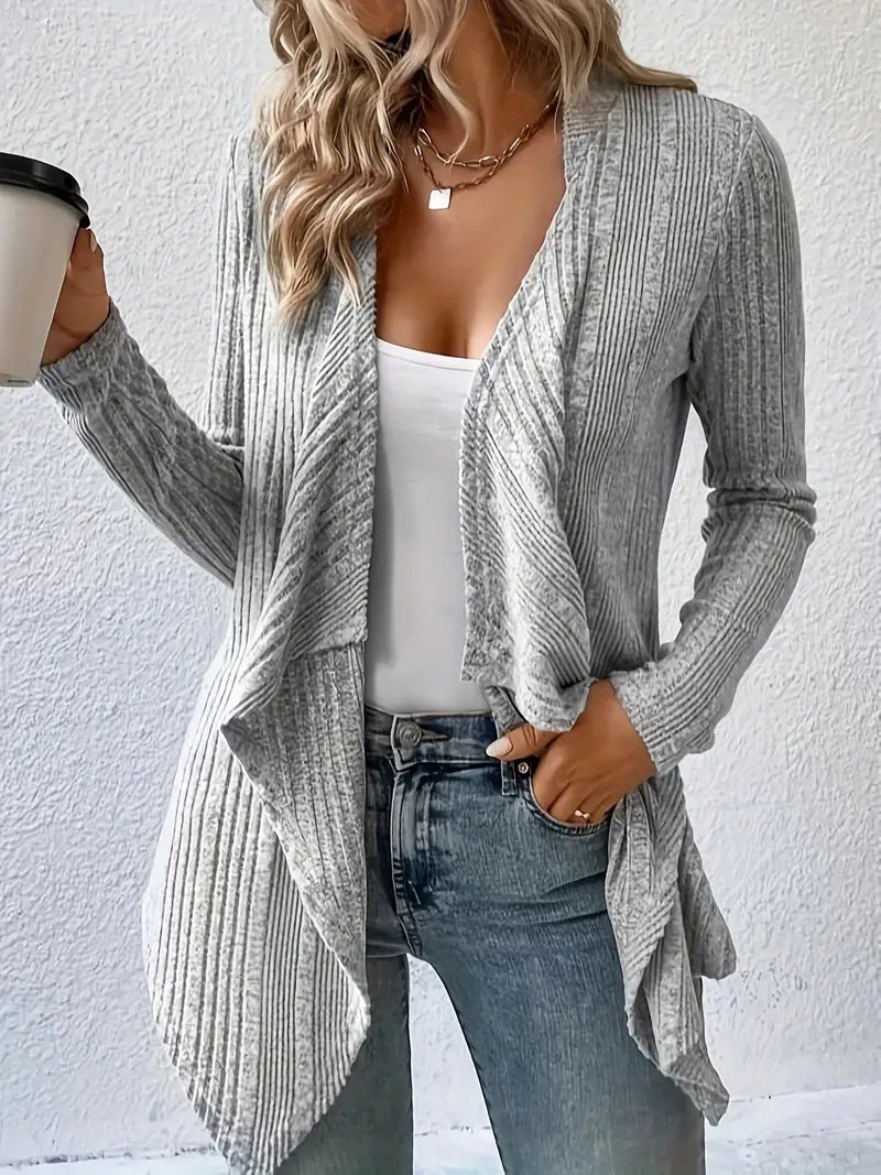 Schalkragen Weit Gestrickt Lässig Poncho