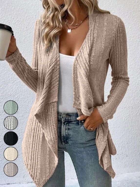 Schalkragen Weit Gestrickt Lässig Poncho