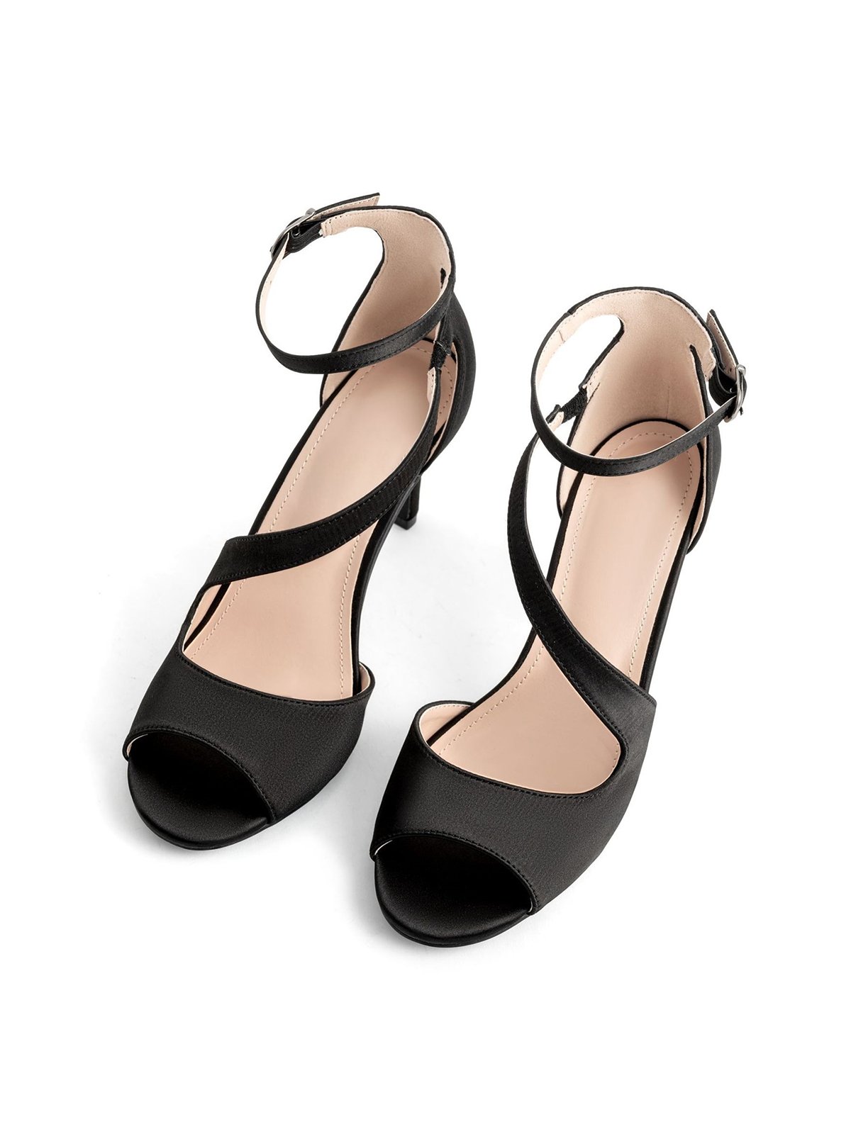 Glamourös Cut Out Satin Stiletto-Absatz Peep-Toe-Sandalen