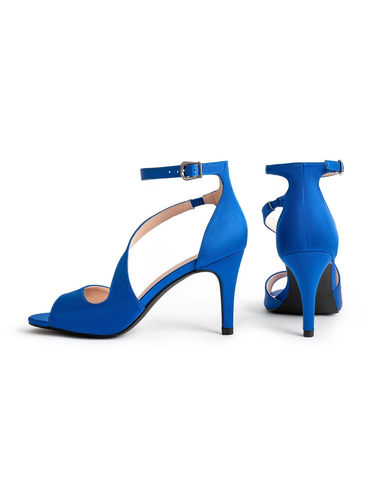 Glamourös Cut Out Satin Stiletto-Absatz Peep-Toe-Sandalen