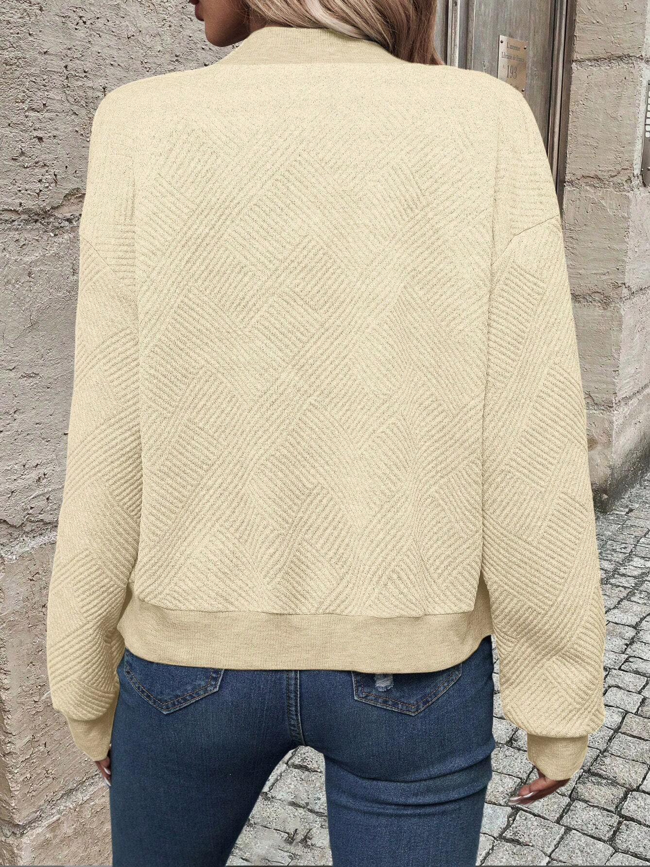 Jacquard Lässig Unifarben Jacke