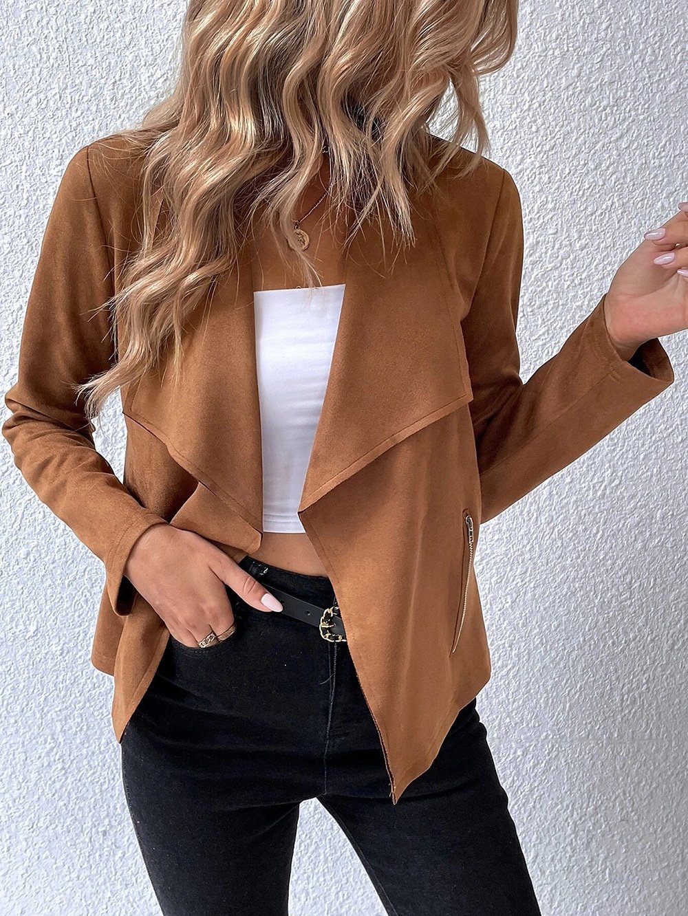 Unifarben Lässig Jacke