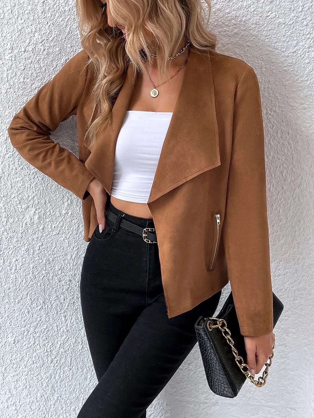 Unifarben Lässig Jacke