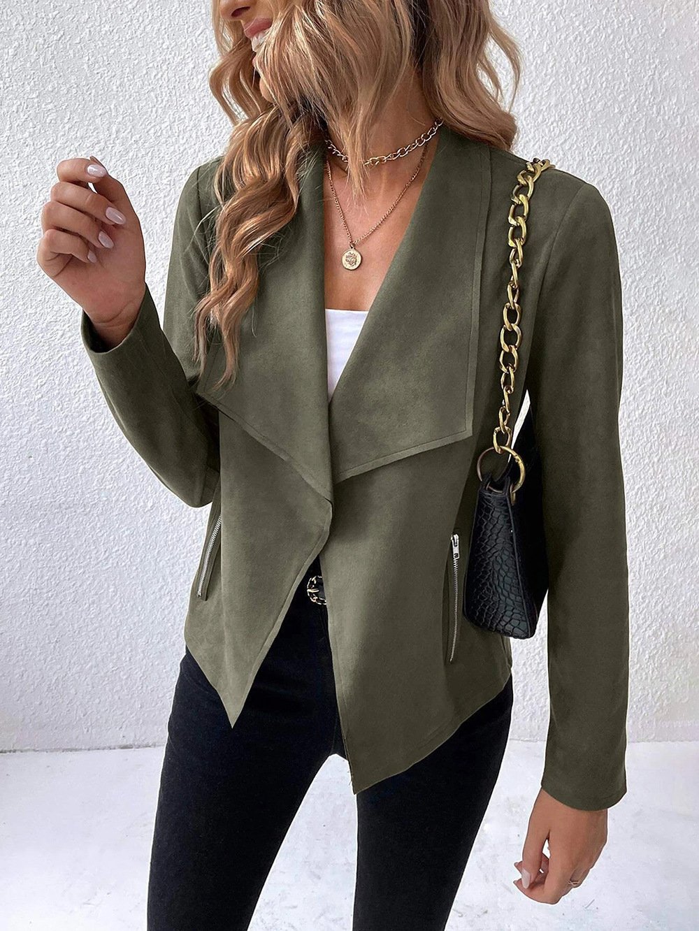 Unifarben Lässig Jacke