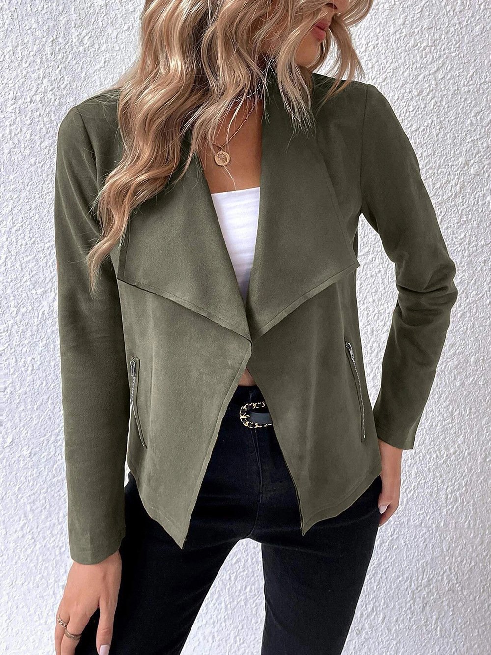 Unifarben Lässig Jacke