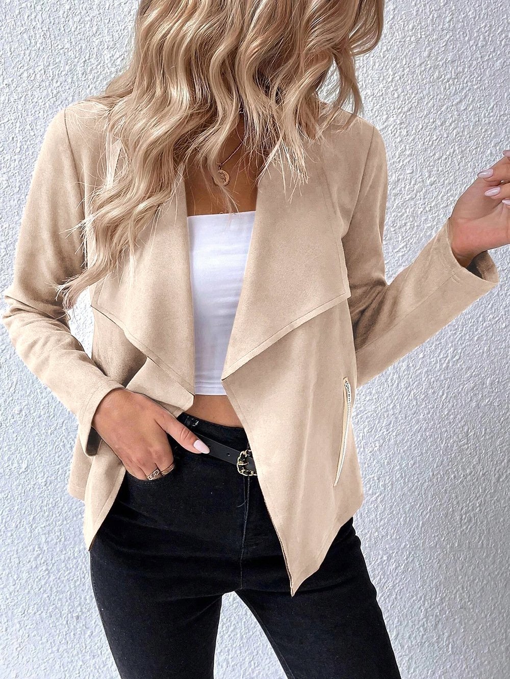 Unifarben Lässig Jacke