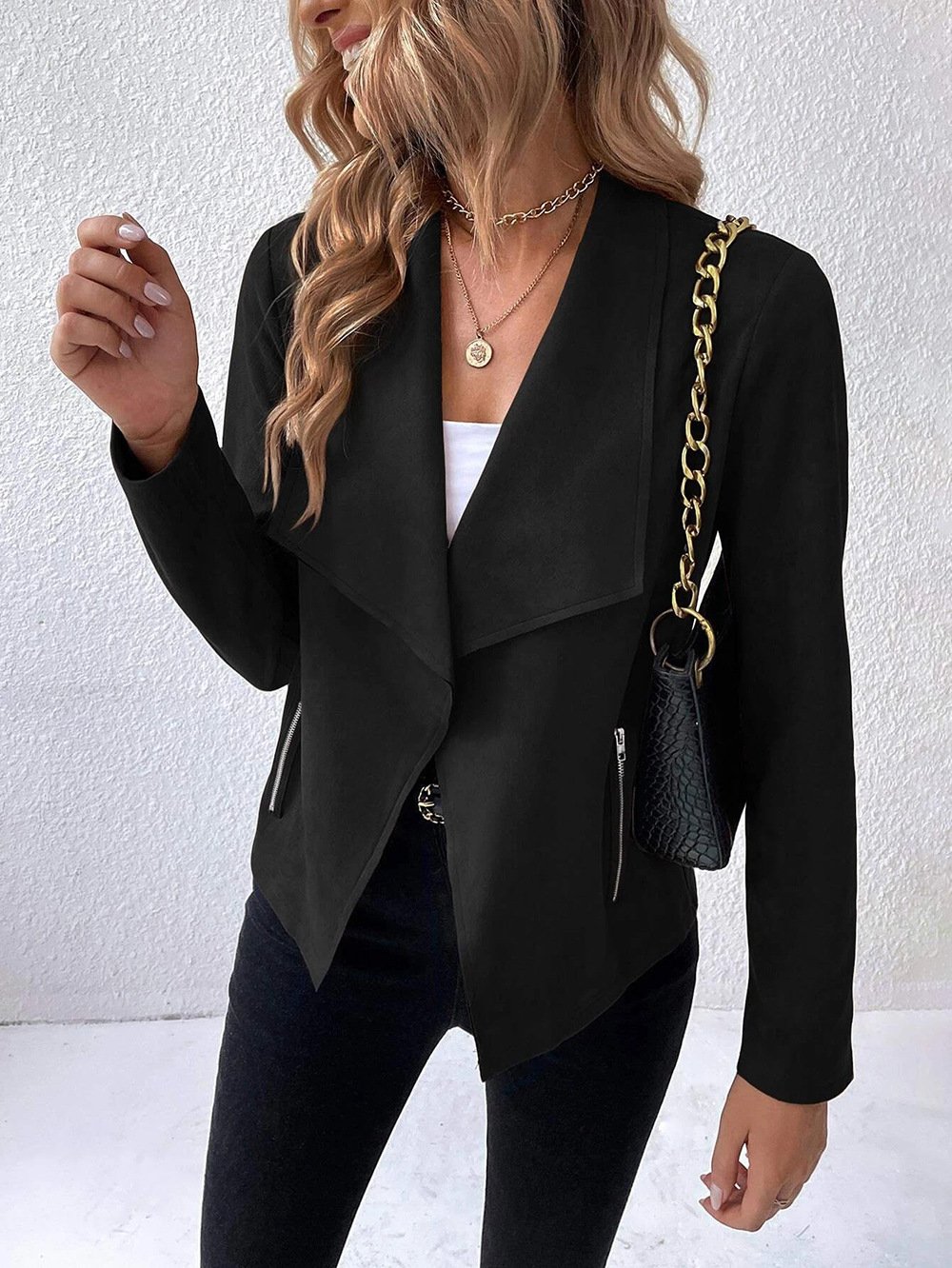 Unifarben Lässig Jacke