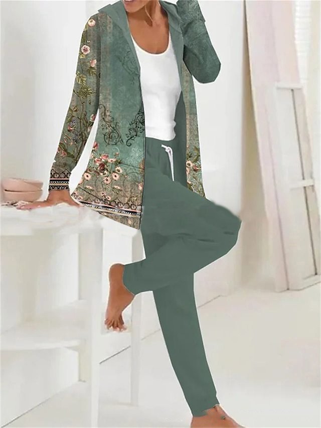 Jersey Lässig Weit Jacke und Hose Zweiteiliges Set