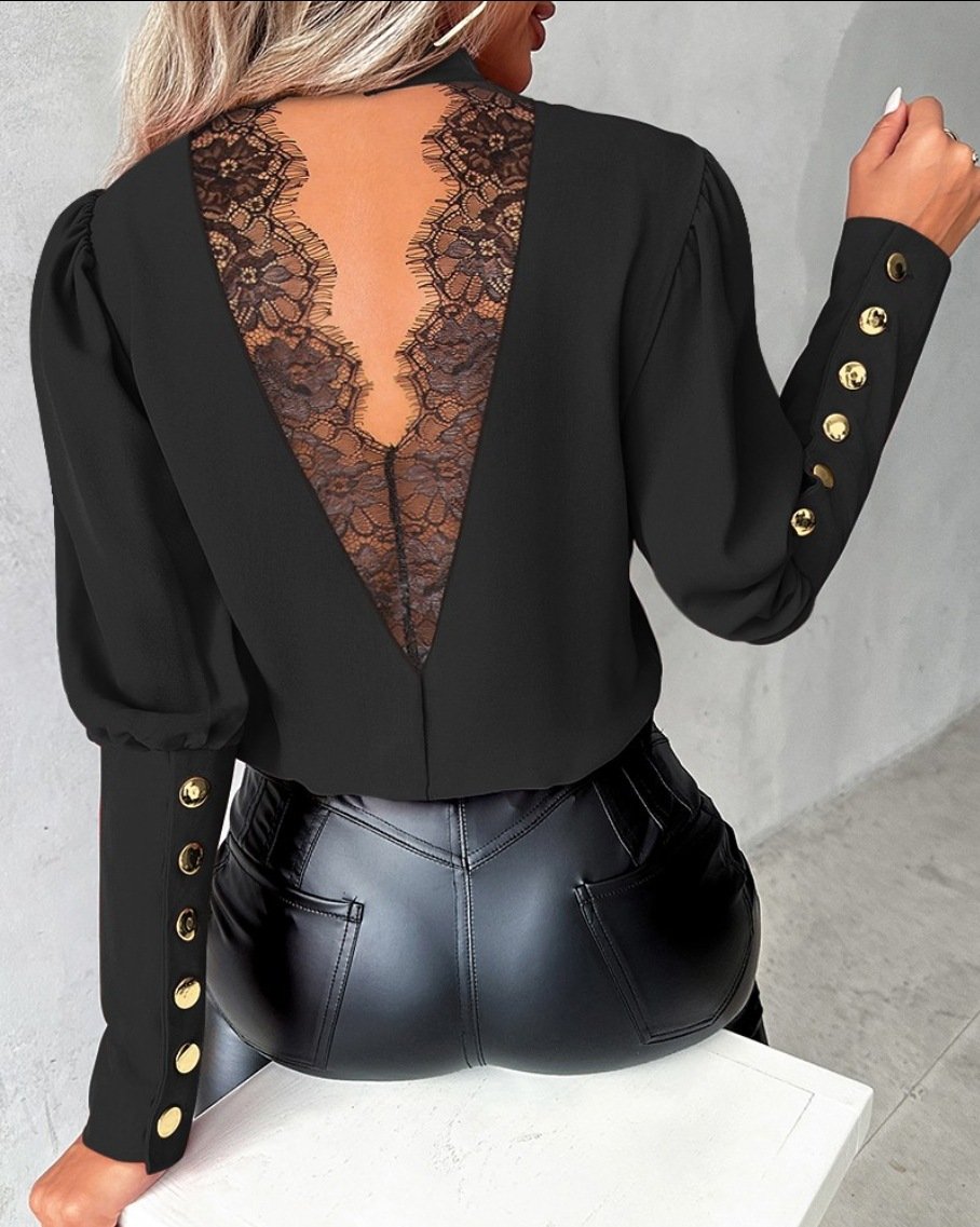 Schnalle Lässig Unifarben Bluse