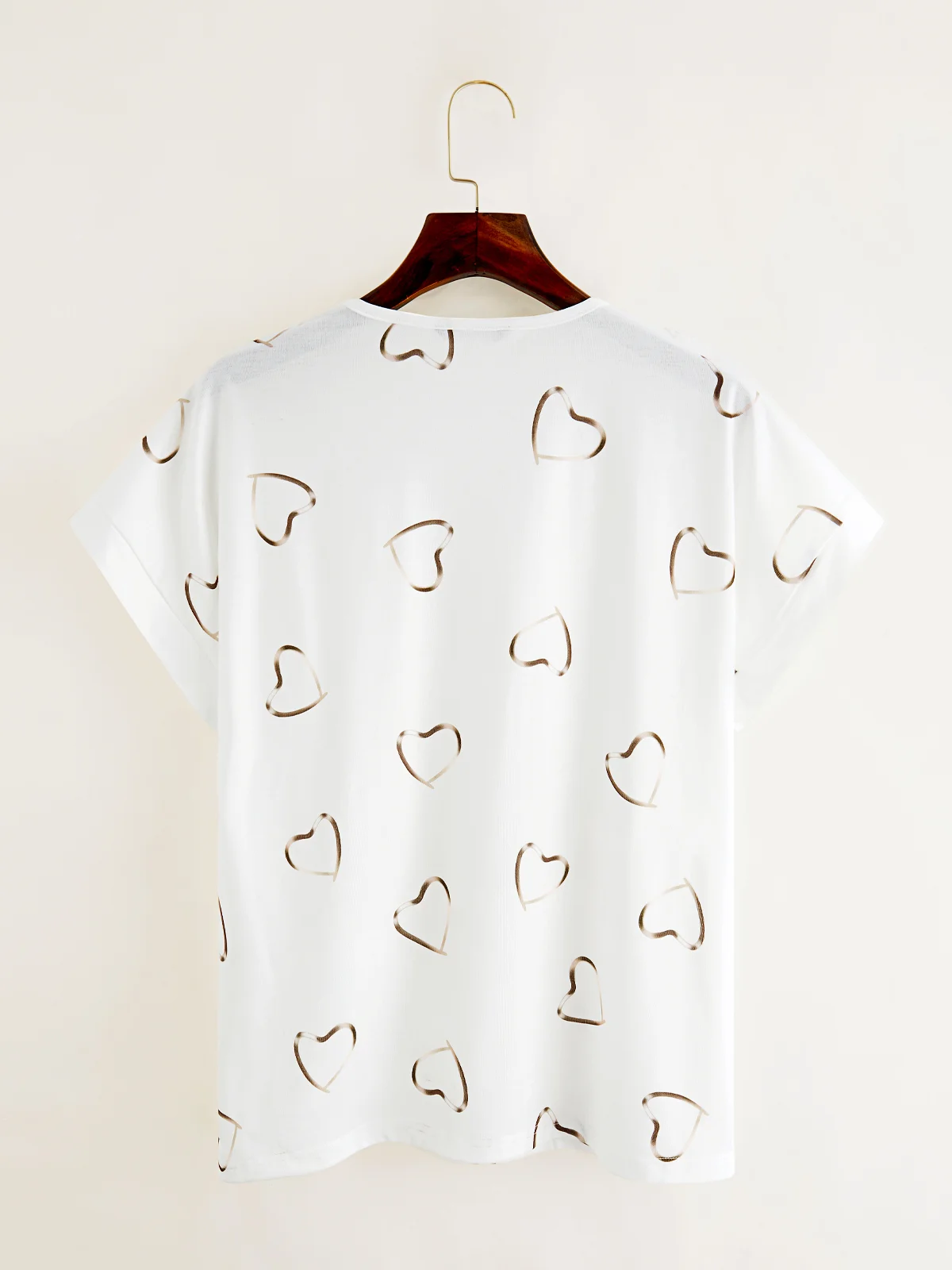 Herz Kurzarm V-Ausschnitt Lässig Shirts & Blusen