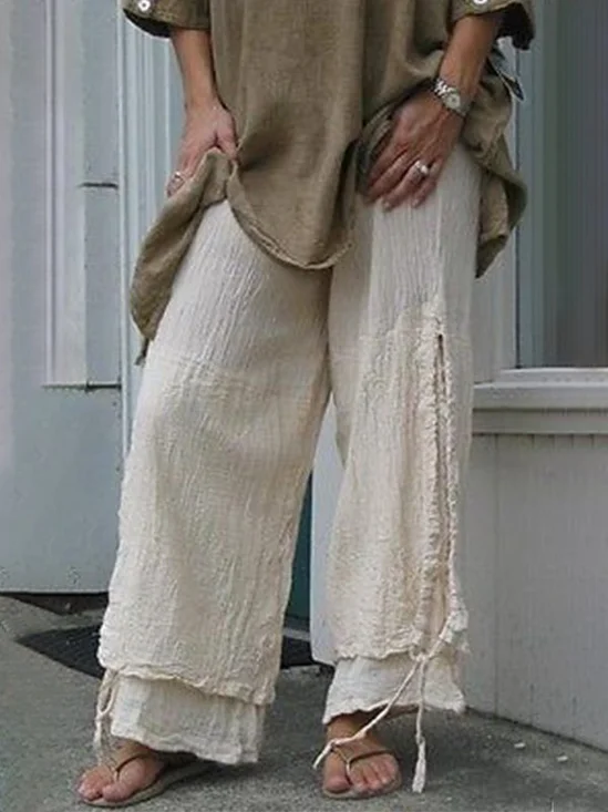 Hosen Altere Damen Sommer Leinen Chinohose Lässig Unifarben Hosen
