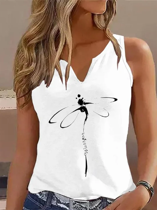 Libelle Lässig Gekerbt Weit Tanktop Oberteile