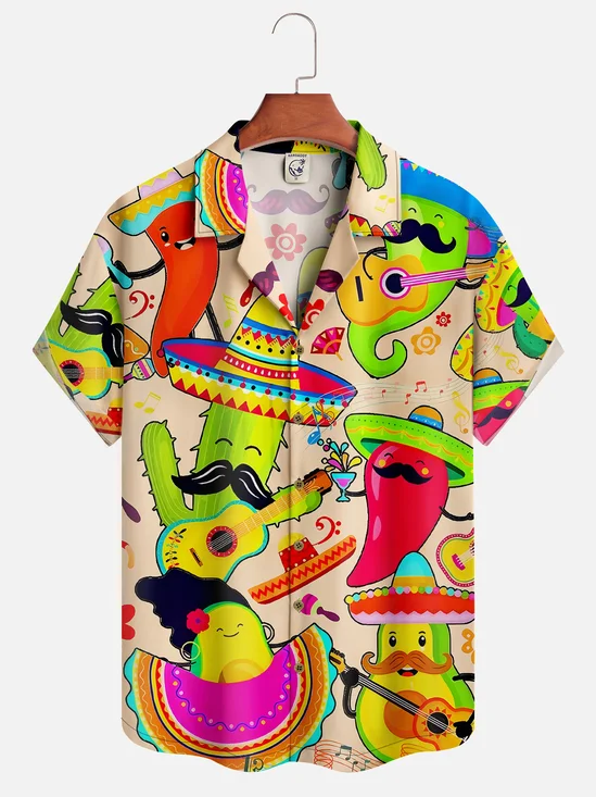Mexikaner Kultur Kaktus Chili Pfeffer Kurzarm Aloha Bluse