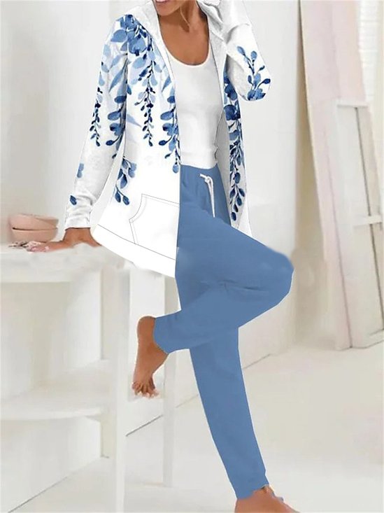 Jersey Lässig Weit Jacke und Hose Zweiteiliges Set