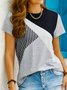 Jersey Lässig Gestreift T-Shirt