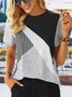 Jersey Lässig Gestreift T-Shirt