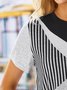 Jersey Lässig Gestreift T-Shirt