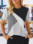 Jersey Lässig Gestreift T-Shirt