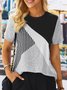Jersey Lässig Gestreift T-Shirt