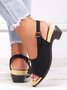 Retro Unifarben Einfach Offen Sandalen mit klobigem Absatz