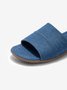 Blau Denim Patchwork Design Flach Pantolette