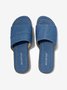 Blau Denim Patchwork Design Flach Pantolette