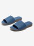 Blau Denim Patchwork Design Flach Pantolette