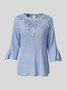 Rundhals Spitze Lässig Bluse