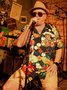 Mexikaner Kultur Sombrero Gitarre Bier Kurzarm Aloha Bluse