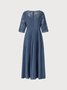 Unifarben Regelmäßige Passform Freizeitkleid