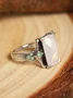 Retro Weiß Opal Alt Silber Ring
