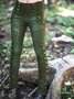 Lässige Einfarbige Leggings damen Baumwolle mit Taschen