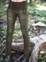 Lässige Einfarbige Leggings damen Baumwolle mit Taschen