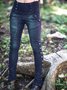 Lässige Einfarbige Leggings damen Baumwolle mit Taschen