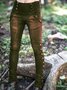 Lässige Einfarbige Leggings damen Baumwolle mit Taschen