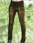 Lässige Einfarbige Leggings damen Baumwolle mit Taschen