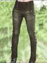 Lässige Einfarbige Leggings damen Baumwolle mit Taschen