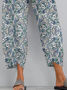 Blau Normal Lässig Paisley Baumwolle Hosen