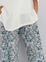 Blau Normal Lässig Paisley Baumwolle Hosen