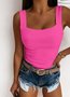 Sexy Dünn Unifarben Ärmellos Stricken Tanktop