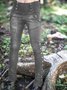 Lässige Einfarbige Leggings damen Baumwolle mit Taschen