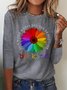 Sonnenblume Rundhals Weit T-Bluse