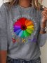 Sonnenblume Rundhals Weit T-Bluse
